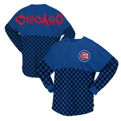 Chicago Cubs Fanatics Women's Checker Print Long Sleeve T-Shirt - MLB T-shirts