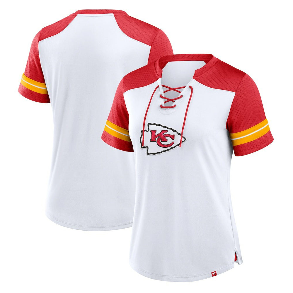 Kansas City Chiefs Women's Foiled Primary Lace-Up T-Shirt | NFL Sale