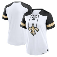 New Orleans Saints Women's Foiled Primary Lace-Up T-Shirt | NFL On sale