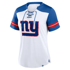 New York Giants Women's Foiled Primary Lace-Up T-Shirt | NFL On sale