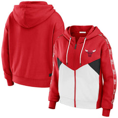 Red Chicago Bulls WEAR by Erin Andrews Women's Color-Block Full-Zip Hoodie | NBA