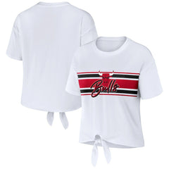 White Chicago Bulls WEAR by Erin Andrews Women's Tie-Front T-Shirt sale | NBA