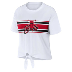 White Chicago Bulls WEAR by Erin Andrews Women's Tie-Front T-Shirt sale | NBA