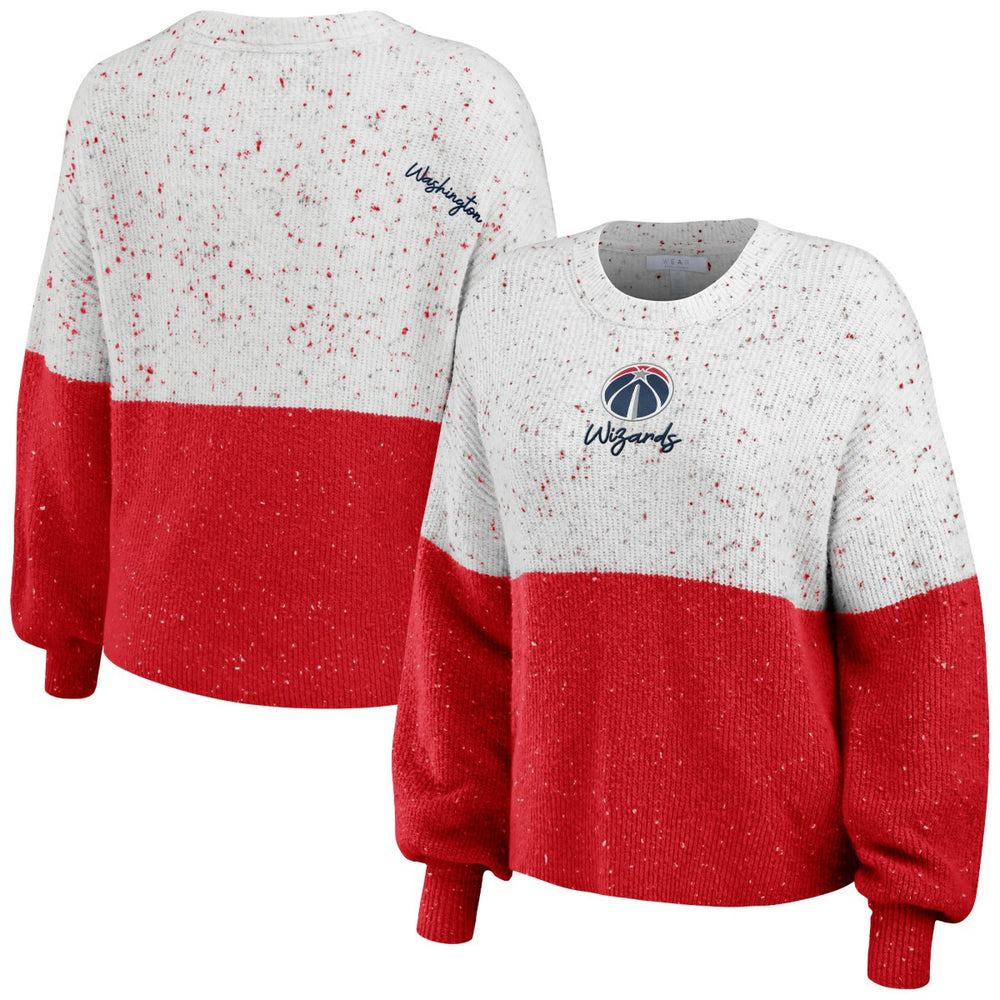 White/Red Washington Wizards WEAR by Erin Andrews Women's Color-Block Pullover Sweater | NBA