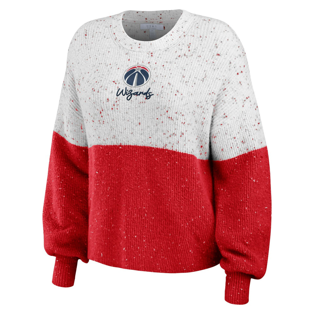White/Red Washington Wizards WEAR by Erin Andrews Women's Color-Block Pullover Sweater | NBA
