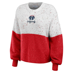 White/Red Washington Wizards WEAR by Erin Andrews Women's Color-Block Pullover Sweater | NBA