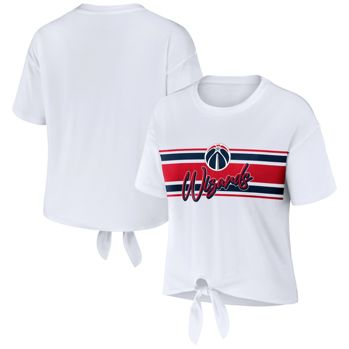 White Washington Wizards WEAR by Erin Andrews Women's Tie-Front T-Shirt | NBA