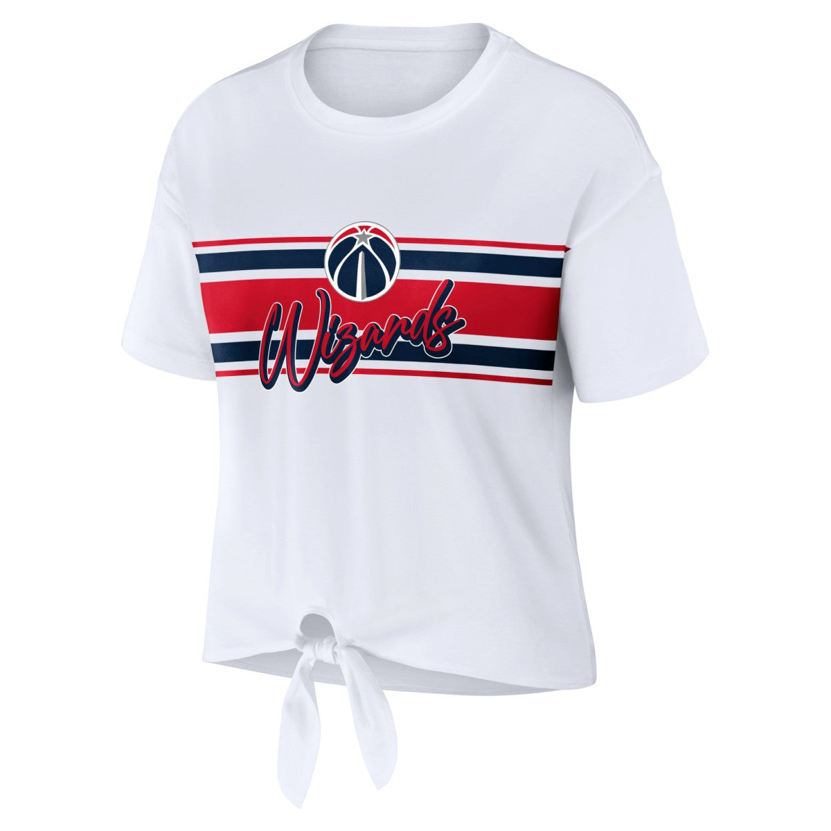 White Washington Wizards WEAR by Erin Andrews Women's Tie-Front T-Shirt | NBA