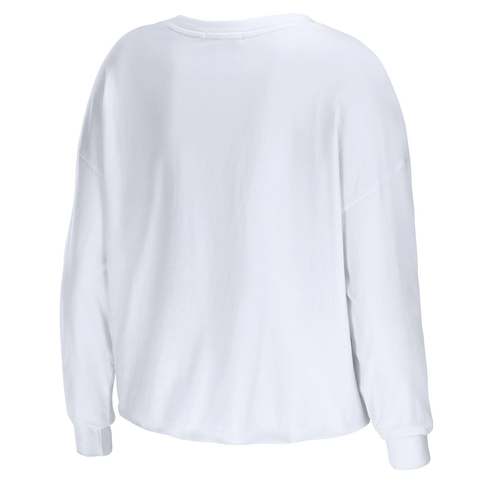 White Los Angeles Lakers WEAR by Erin Andrews Women's Cropped Long Sleeve T-Shirt | NBA