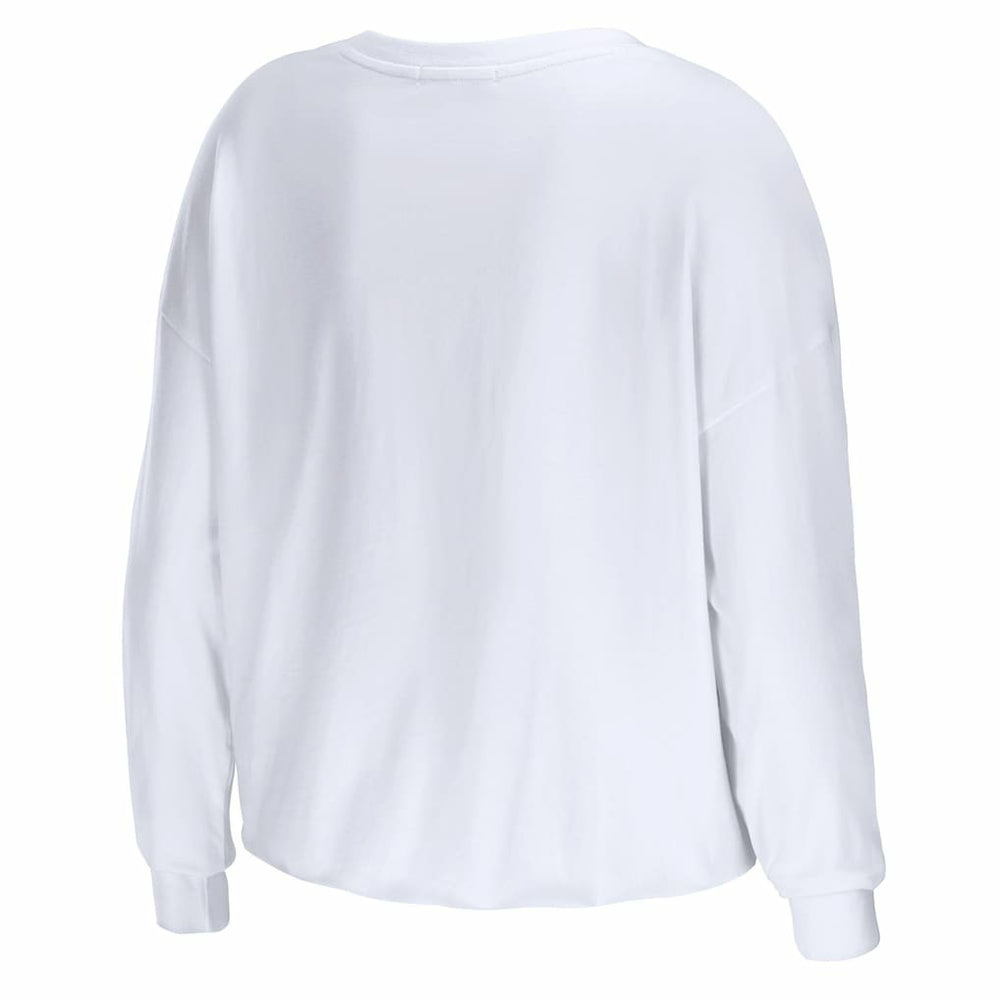 White Philadelphia 76ers WEAR by Erin Andrews Women's Cropped Long Sleeve T-Shirt | NBA