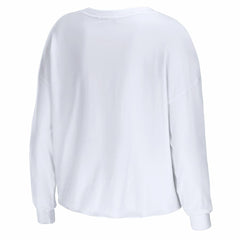 White Philadelphia 76ers WEAR by Erin Andrews Women's Cropped Long Sleeve T-Shirt | NBA