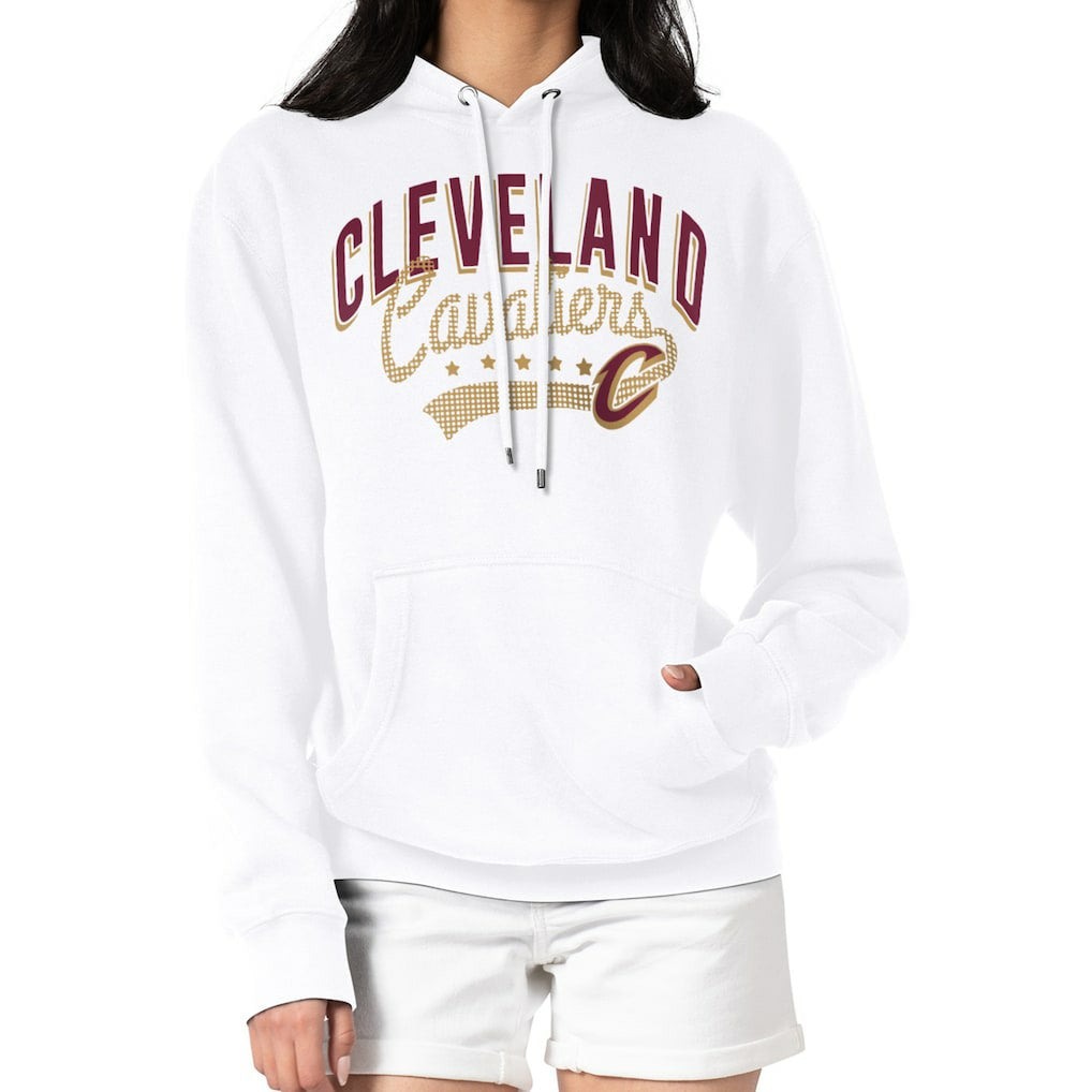 White Cleveland Cavaliers G-III 4Her by Carl Banks Women's Filigree Logo Pullover Hoodie - White cheap | NBA