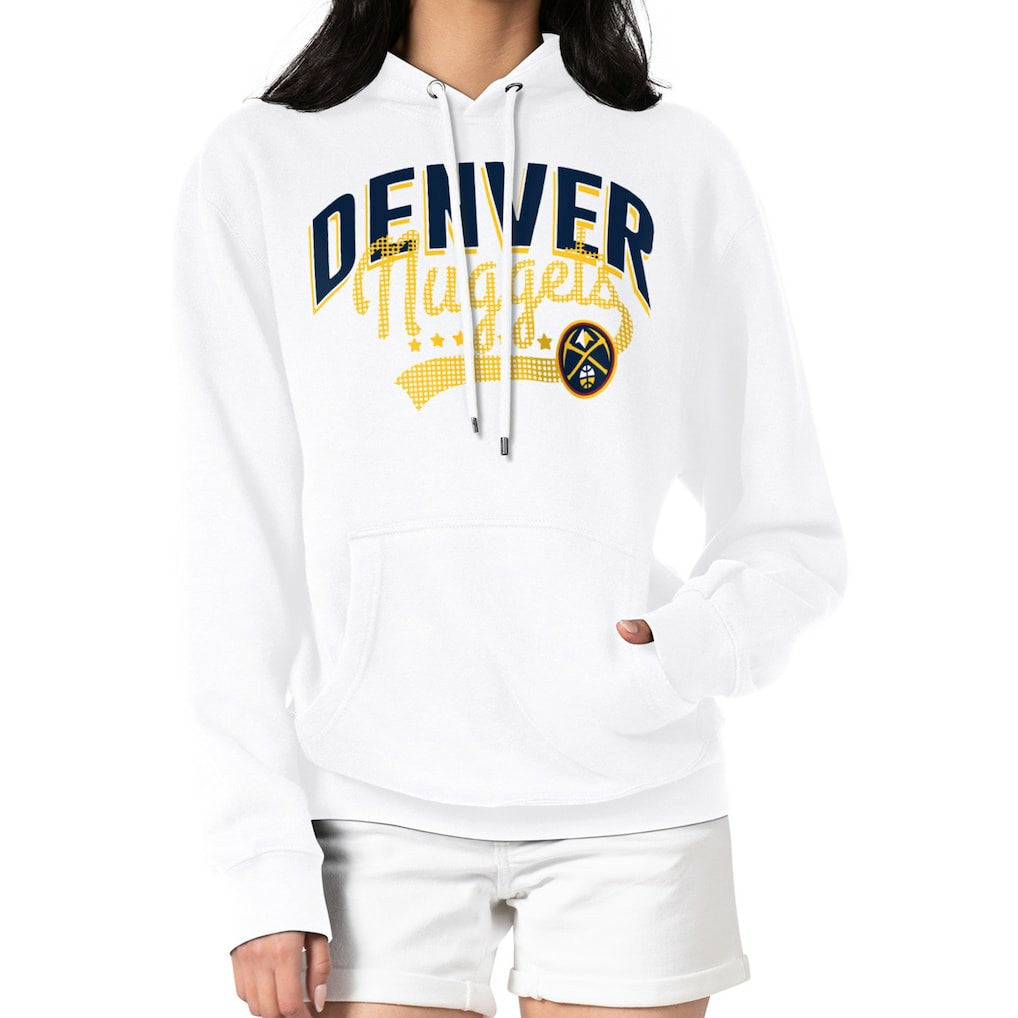 White Denver Nuggets G-III 4Her by Carl Banks Women's Filigree Logo Pullover Hoodie - White outlet | NBA