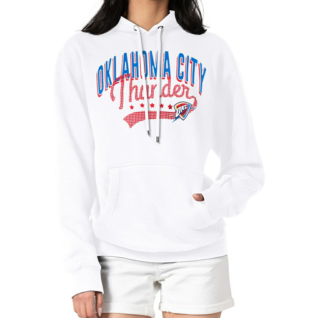 White Oklahoma City Thunder G-III 4Her by Carl Banks Women's Filigree Logo Pullover Hoodie - White for sale | NBA