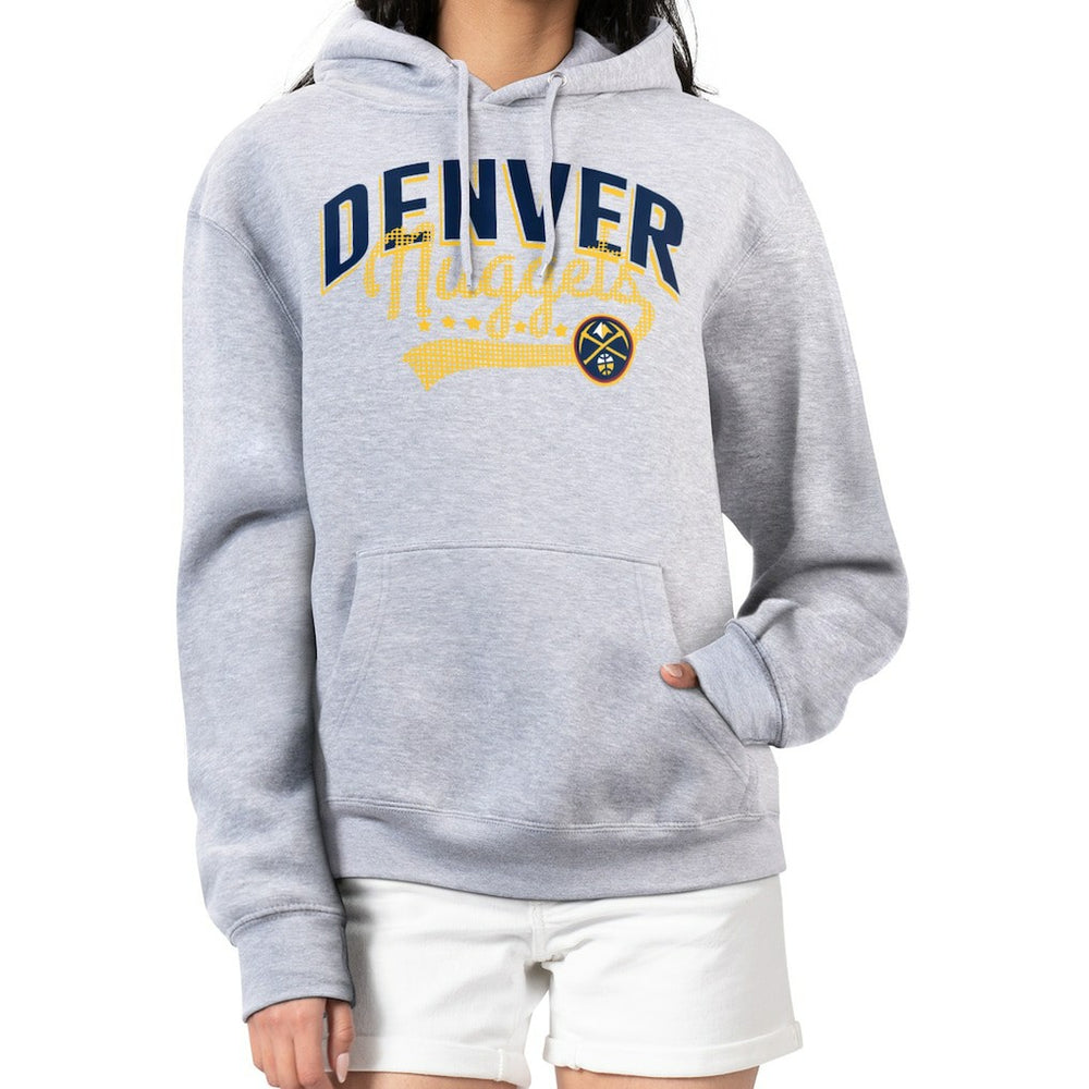 Heather Gray Denver Nuggets G-III 4Her by Carl Banks Women's Filigree Logo Pullover Hoodie - Heather Gray shop | NBA