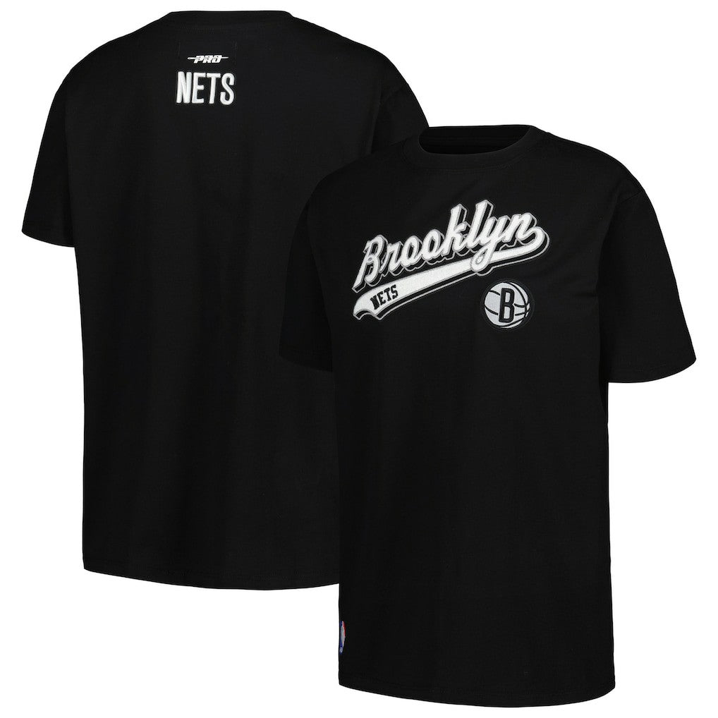 Black Brooklyn Nets Pro Standard Women's Script Boyfriend T-Shirt | NBA