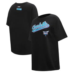 Black Charlotte Hornets Pro Standard Women's Script Boyfriend T-Shirt | NBA