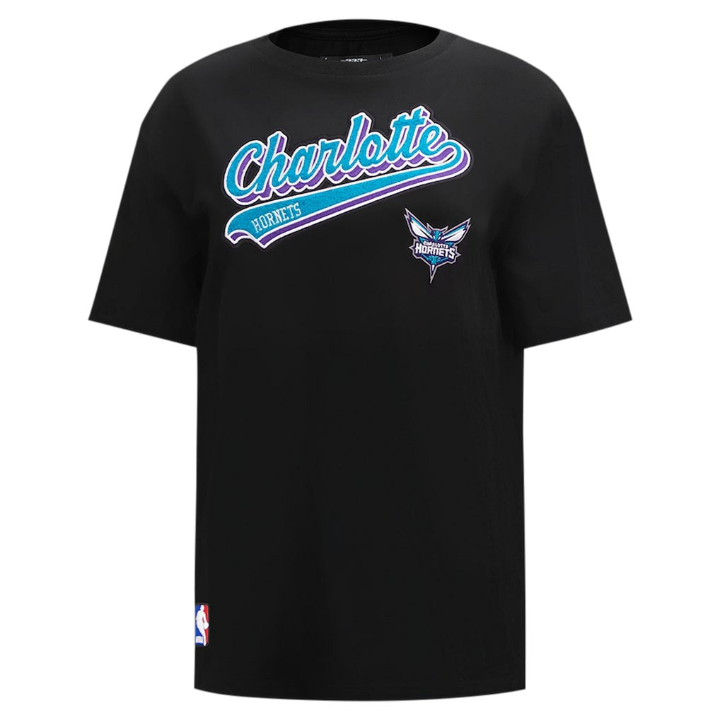 Black Charlotte Hornets Pro Standard Women's Script Boyfriend T-Shirt | NBA