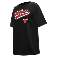 Black Chicago Bulls Pro Standard Women's Script Boyfriend T-Shirt sale | NBA