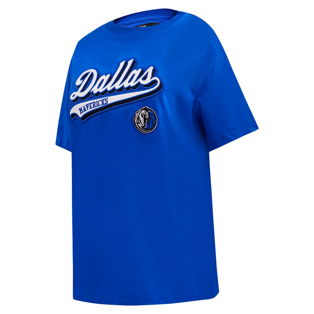Royal Dallas Mavericks Pro Standard Women's Script Boyfriend T-Shirt sale | NBA