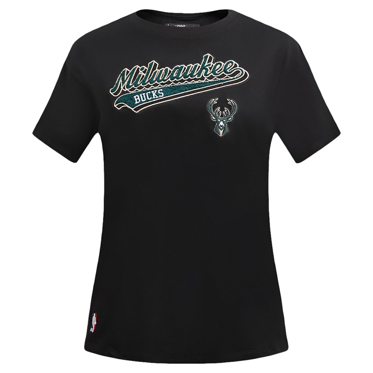 Black Milwaukee Bucks Pro Standard Women's Script Boyfriend T-Shirt | NBA