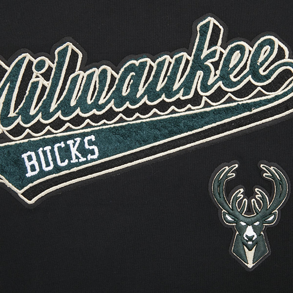 Black Milwaukee Bucks Pro Standard Women's Script Boyfriend T-Shirt | NBA