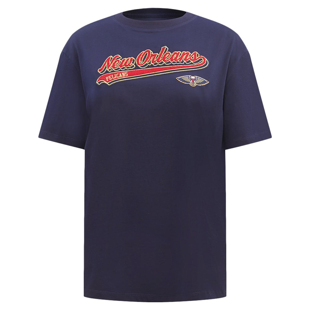 Navy New Orleans Pelicans Pro Standard Women's Script Boyfriend T-Shirt | NBA