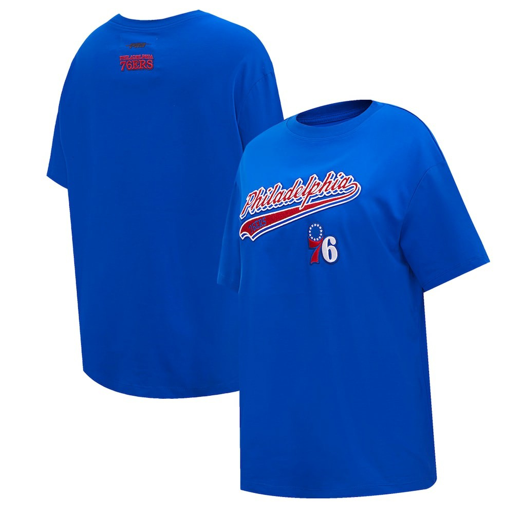 Royal Philadelphia 76ers Pro Standard Women's Script Boyfriend T-Shirt | NBA