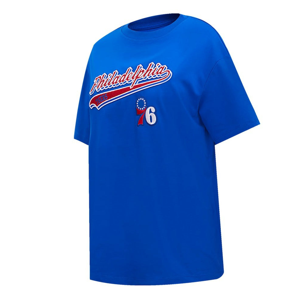 Royal Philadelphia 76ers Pro Standard Women's Script Boyfriend T-Shirt | NBA