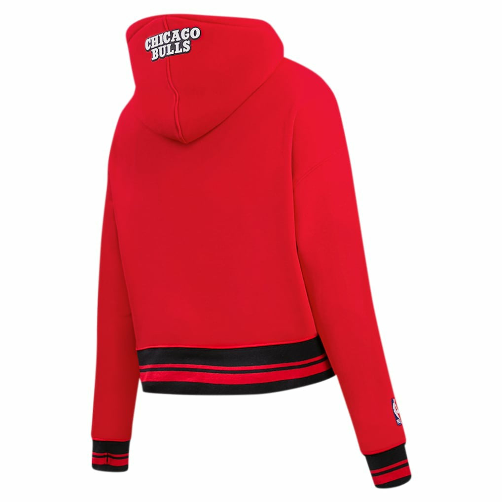 Red Chicago Bulls Pro Standard Women's Script Tail Cropped Pullover Hoodie | NBA