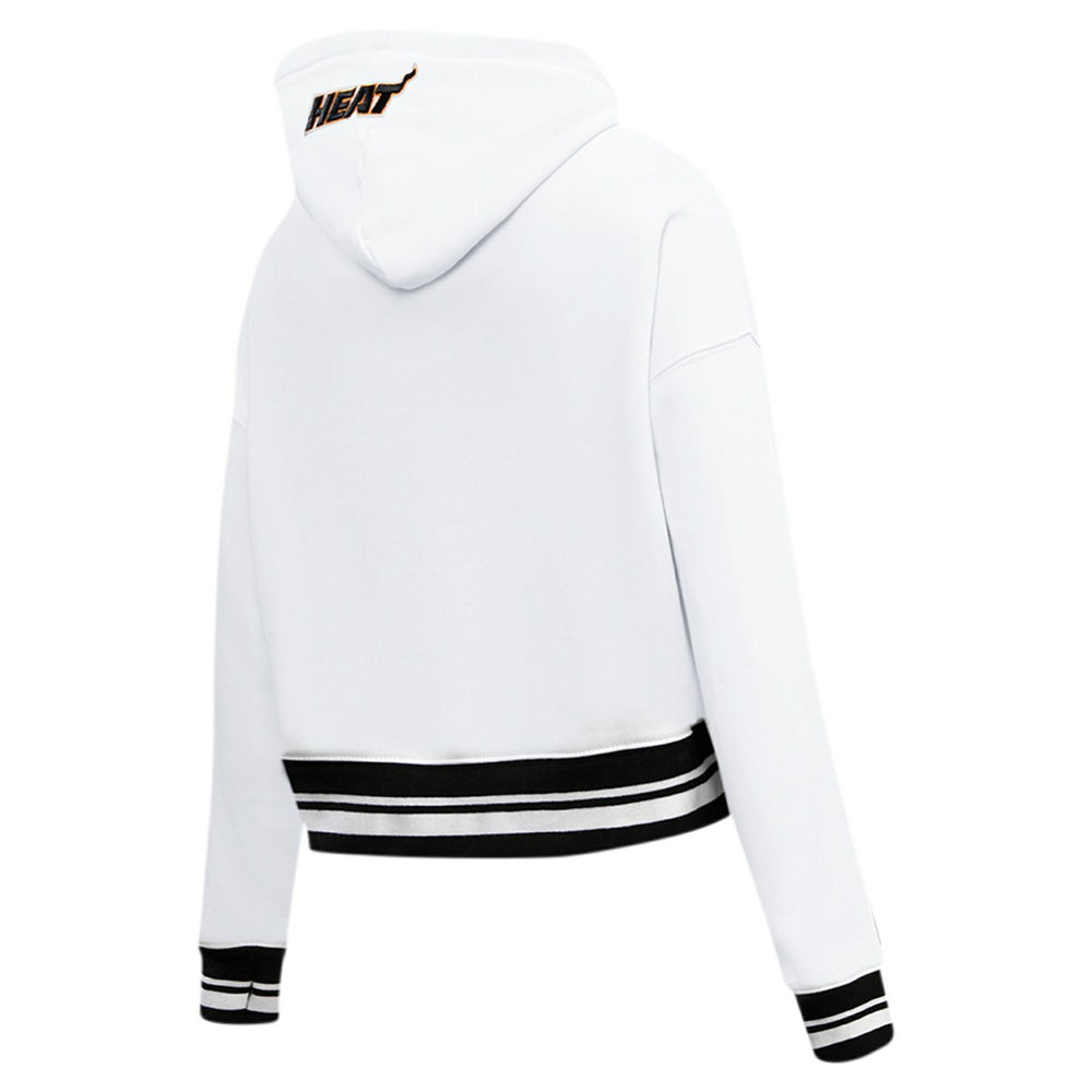 White Miami Heat Pro Standard Women's Script Tail Cropped Pullover Hoodie | NBA