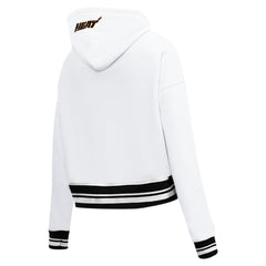 White Miami Heat Pro Standard Women's Script Tail Cropped Pullover Hoodie | NBA