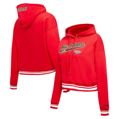 Red New Orleans Pelicans Pro Standard Women's Script Tail Cropped Pullover Hoodie | NBA