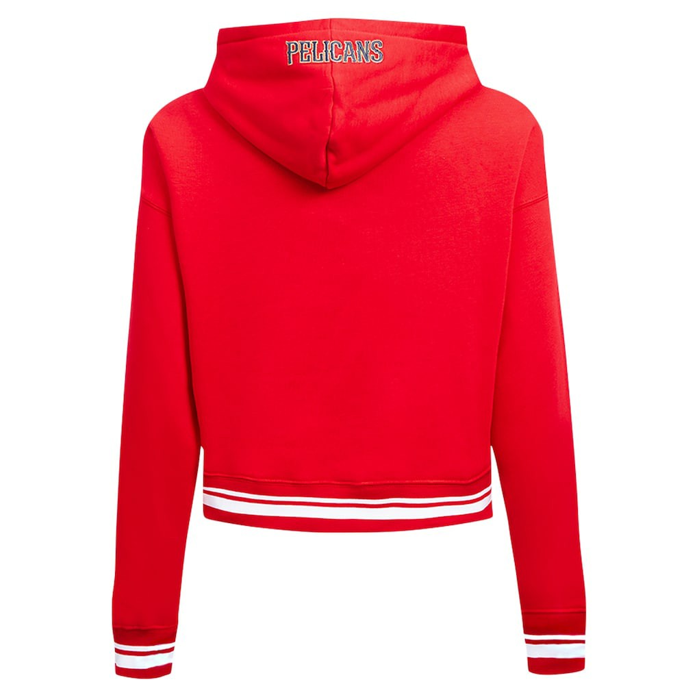 Red New Orleans Pelicans Pro Standard Women's Script Tail Cropped Pullover Hoodie | NBA