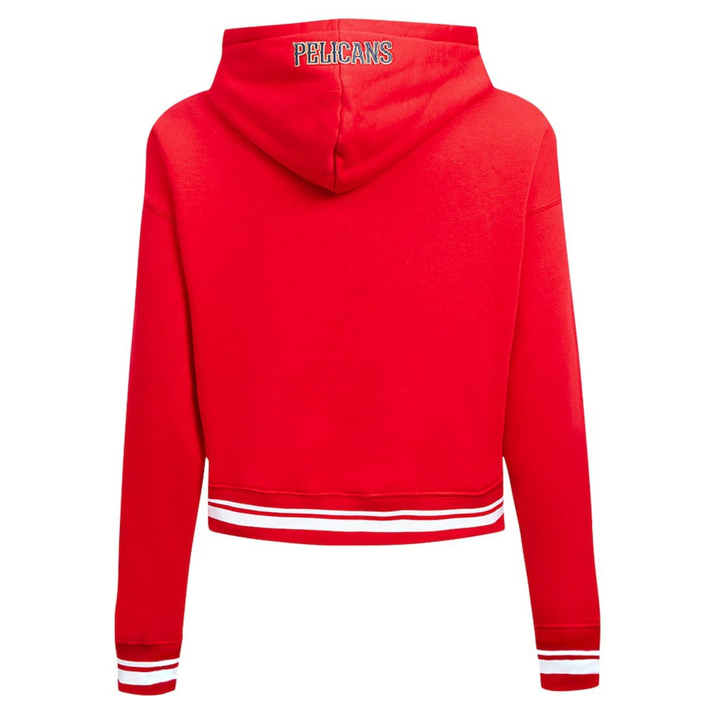 Red New Orleans Pelicans Pro Standard Women's Script Tail Cropped Pullover Hoodie | NBA