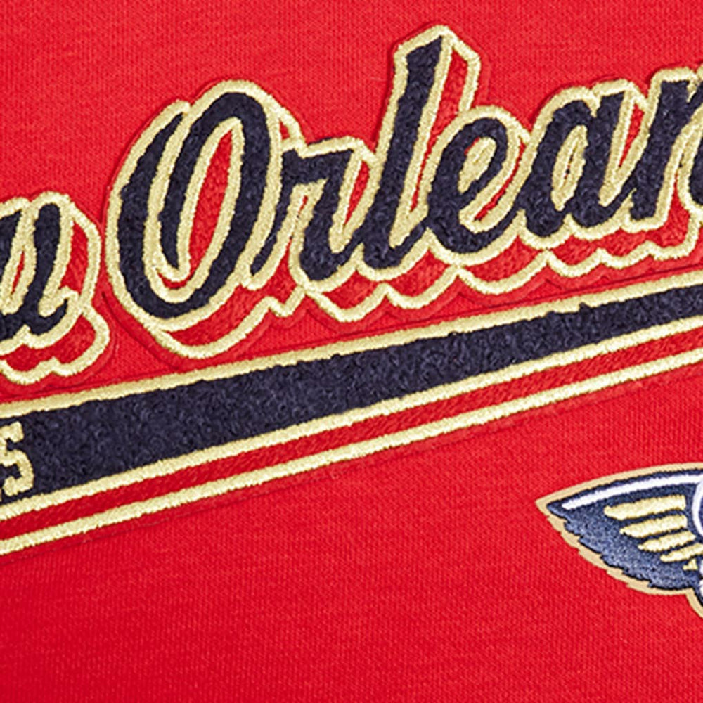 Red New Orleans Pelicans Pro Standard Women's Script Tail Cropped Pullover Hoodie | NBA