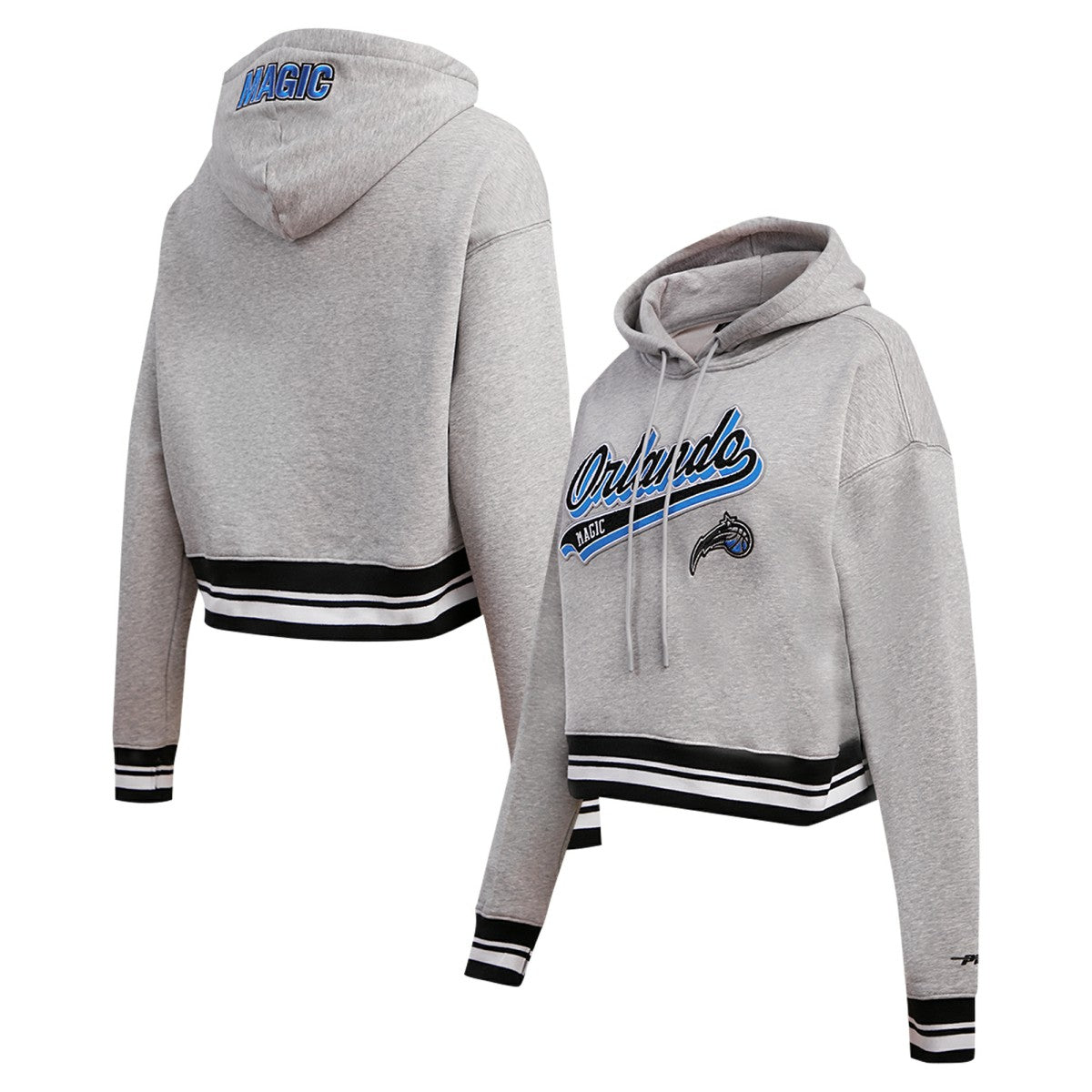Heather Gray Orlando Magic Pro Standard Women's Script Tail Cropped Pullover Hoodie | NBA
