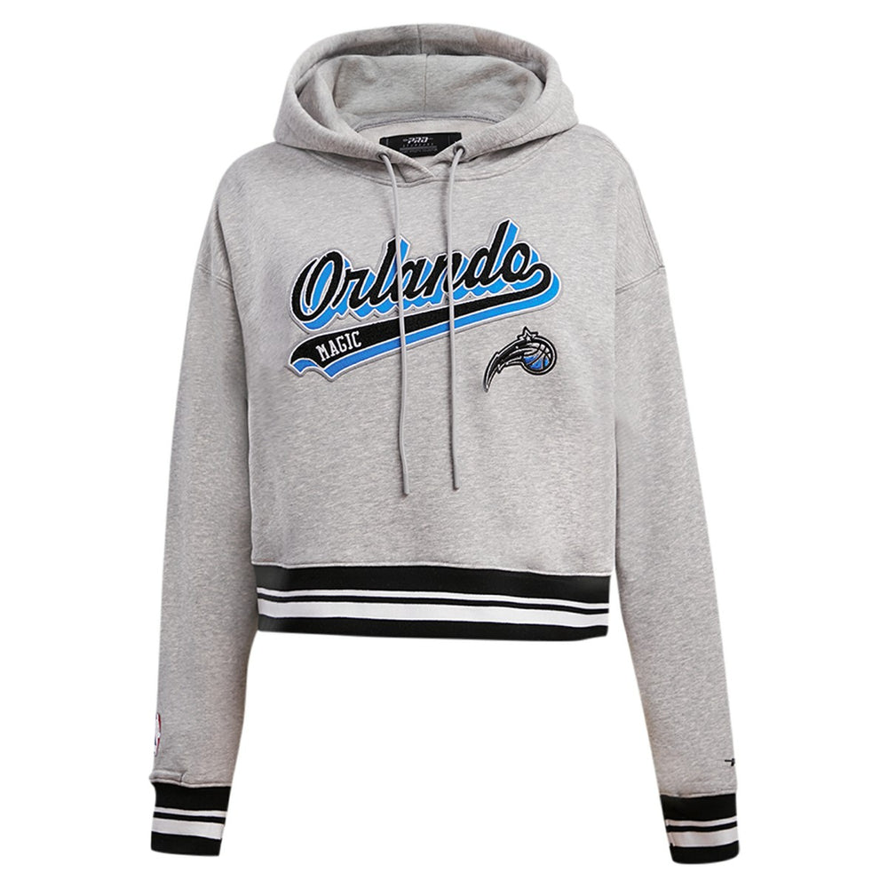 Heather Gray Orlando Magic Pro Standard Women's Script Tail Cropped Pullover Hoodie | NBA