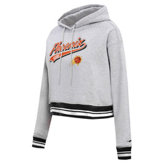 Heather Gray Phoenix Suns Pro Standard Women's Script Tail Cropped Pullover Hoodie | NBA