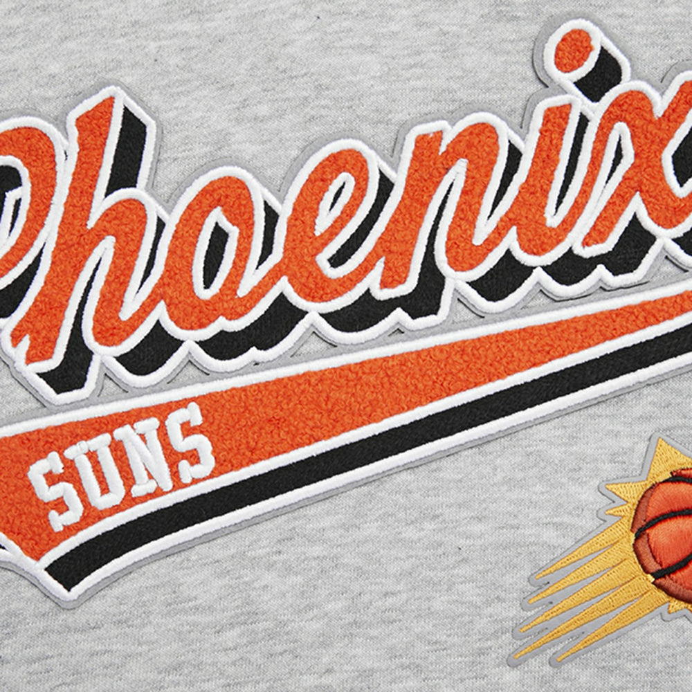 Heather Gray Phoenix Suns Pro Standard Women's Script Tail Cropped Pullover Hoodie | NBA