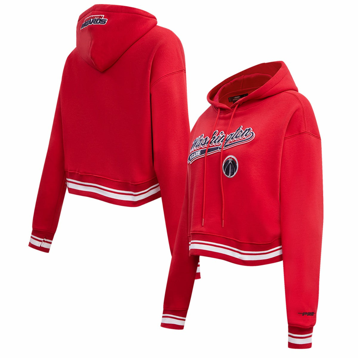 Red Washington Wizards Pro Standard Women's Script Tail Cropped Pullover Hoodie | NBA