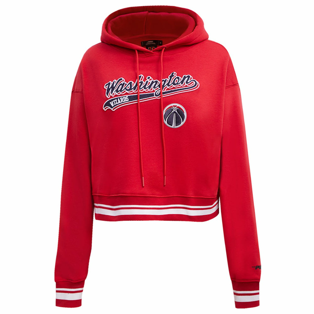 Red Washington Wizards Pro Standard Women's Script Tail Cropped Pullover Hoodie | NBA
