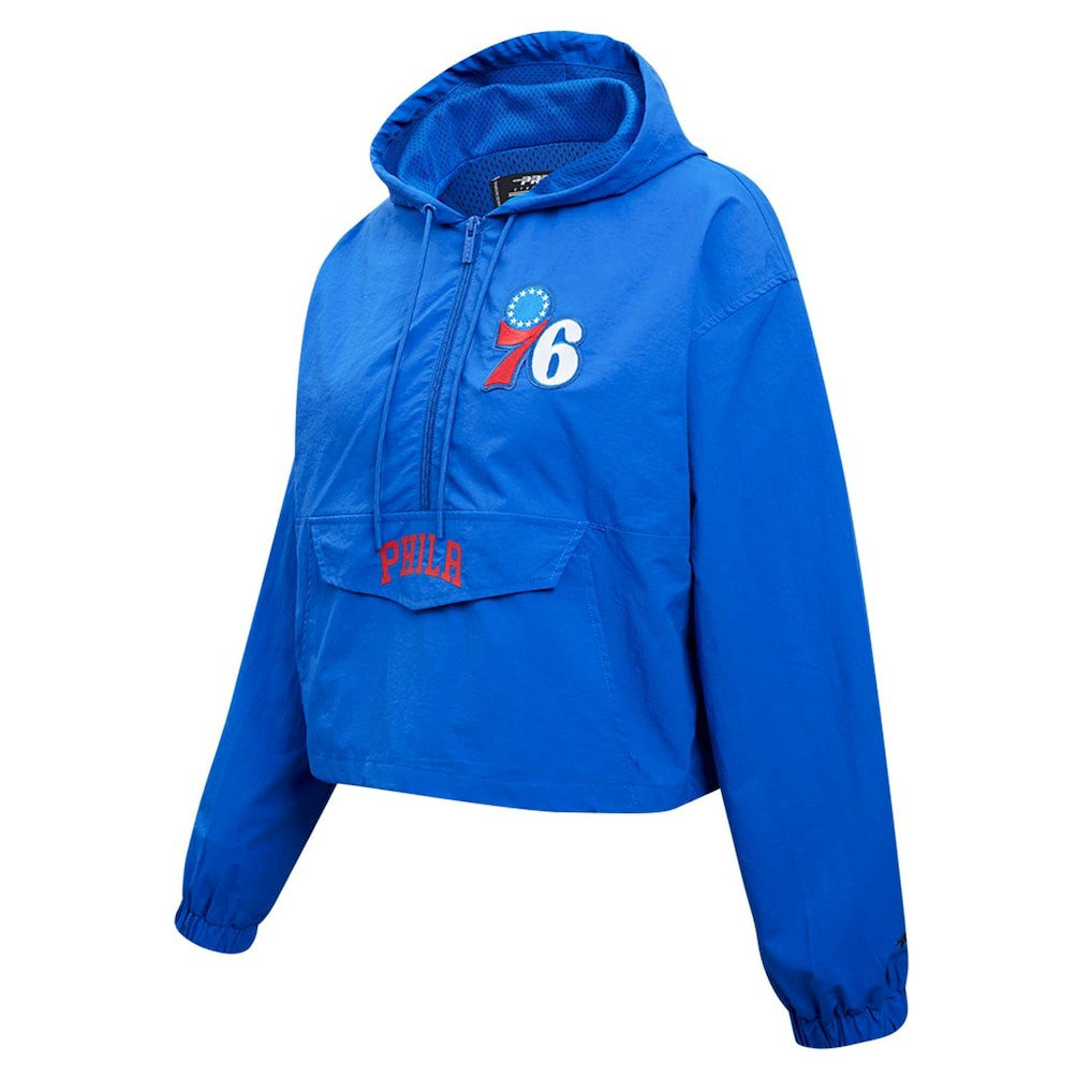 Royal Philadelphia 76ers Pro Standard Classic Wind Woven Cropped Half-Zip Jacket | NBA