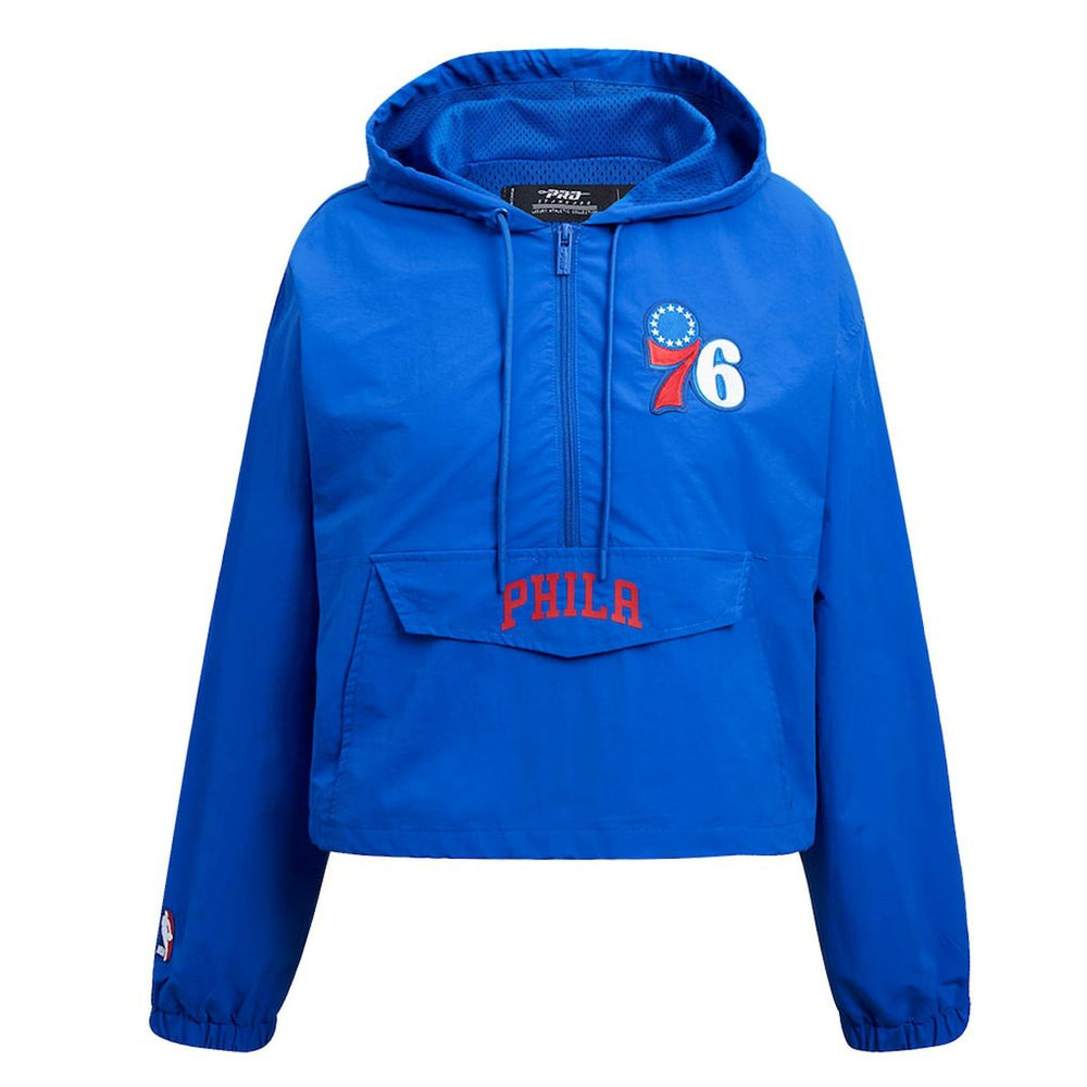 Royal Philadelphia 76ers Pro Standard Classic Wind Woven Cropped Half-Zip Jacket | NBA