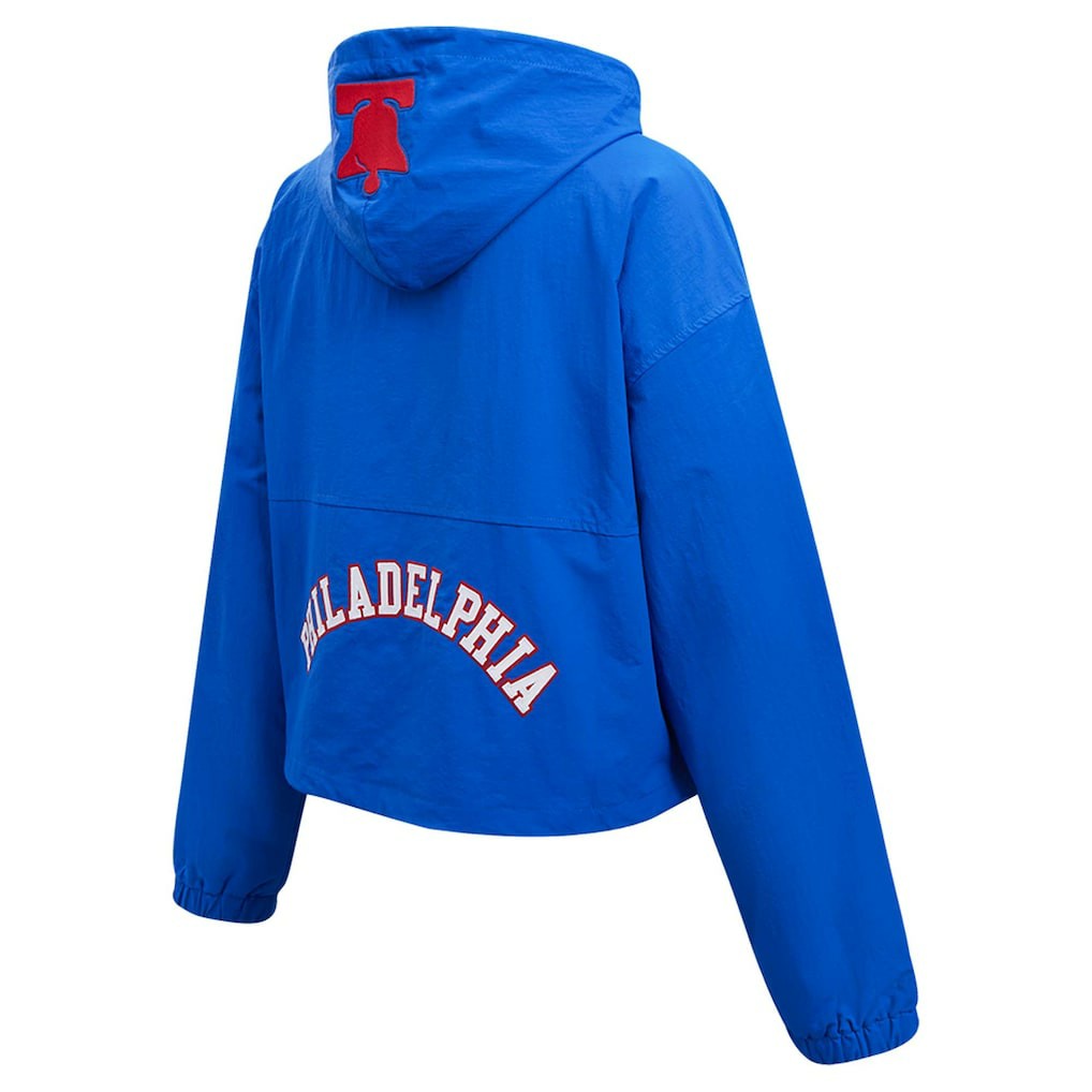 Royal Philadelphia 76ers Pro Standard Classic Wind Woven Cropped Half-Zip Jacket | NBA