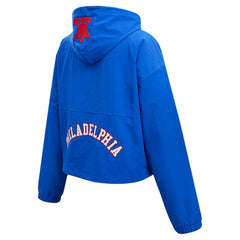 Royal Philadelphia 76ers Pro Standard Classic Wind Woven Cropped Half-Zip Jacket | NBA