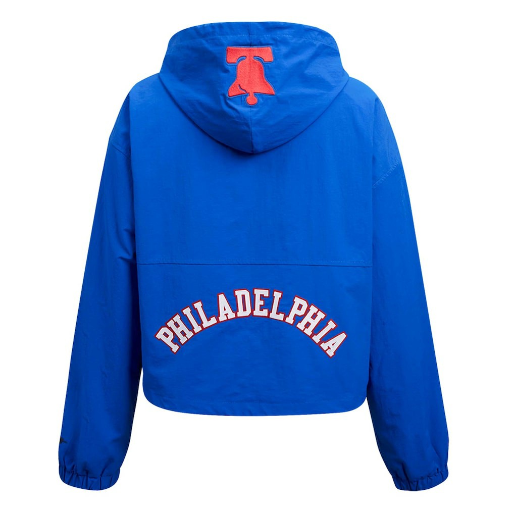 Royal Philadelphia 76ers Pro Standard Classic Wind Woven Cropped Half-Zip Jacket | NBA