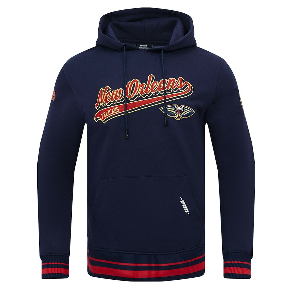 Navy New Orleans Pelicans Pro Standard Script Tail Pullover Hoodie | NBA