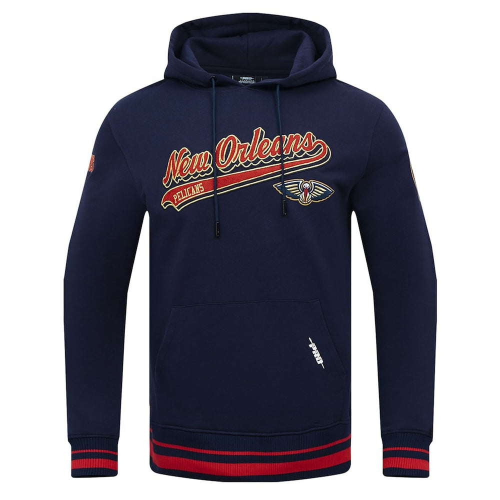 Navy New Orleans Pelicans Pro Standard Script Tail Pullover Hoodie | NBA