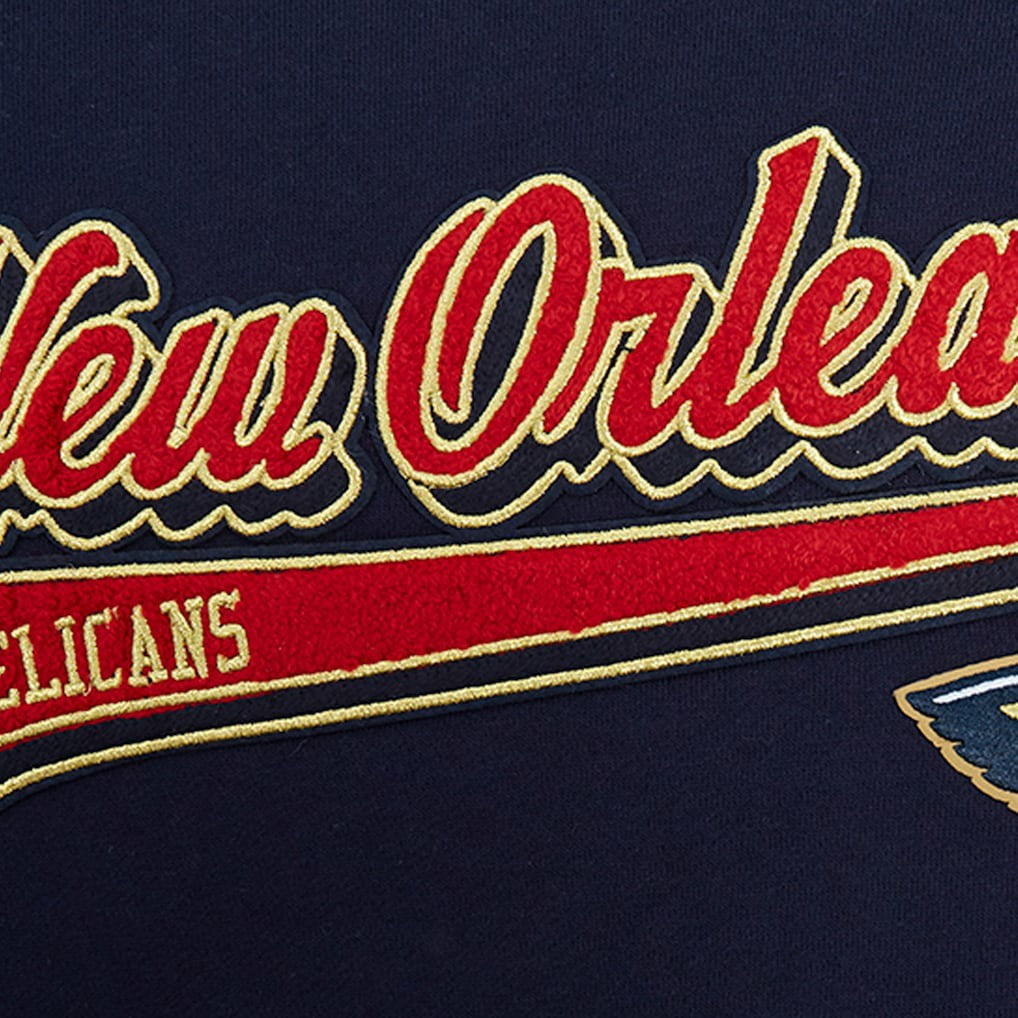 Navy New Orleans Pelicans Pro Standard Script Tail Pullover Hoodie | NBA